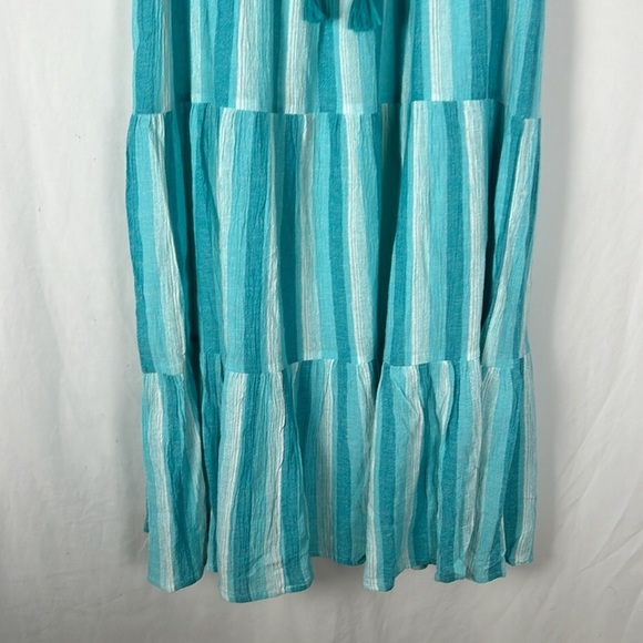 Tuckernuck Aquamarine Stripe Salty Paloma Caftan Dress -Size X-Small - Picture 4 of 9